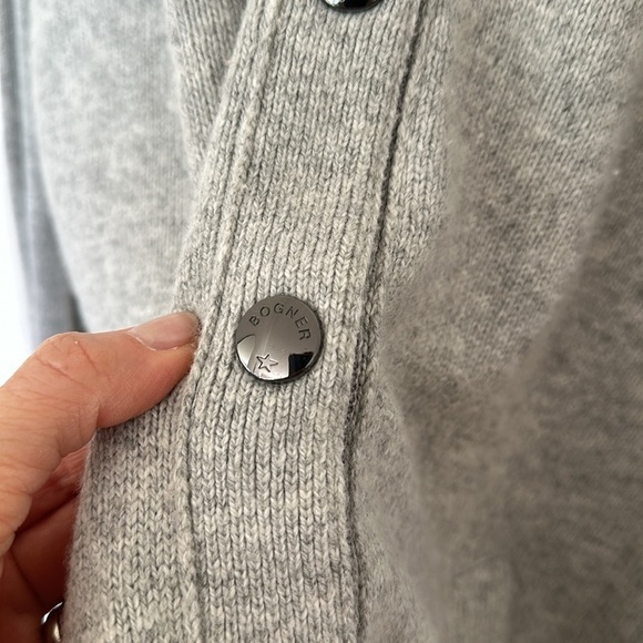 BOGNER Lea Gray & Taupe Wool Cashmere Blend Long Cardigan – Size XS - Picture 5 of 13